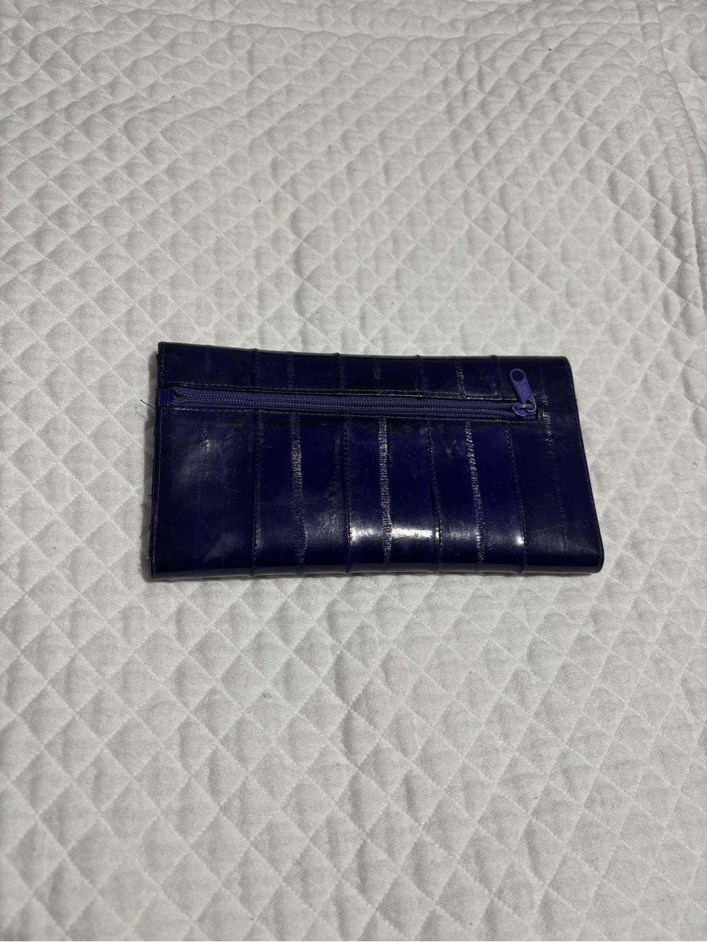 Vintage Genuine Eel Skin Wallet Dark Purple 4Lx7.25W Inches - Picture 2 of 7